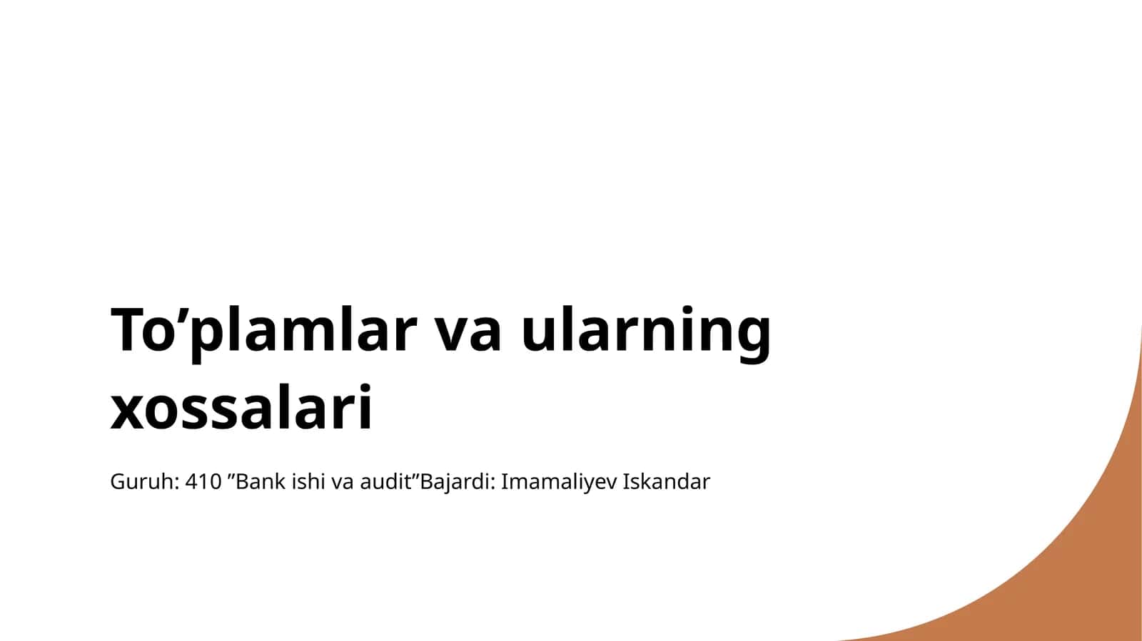 To’plamlar va ularning xossalari 1