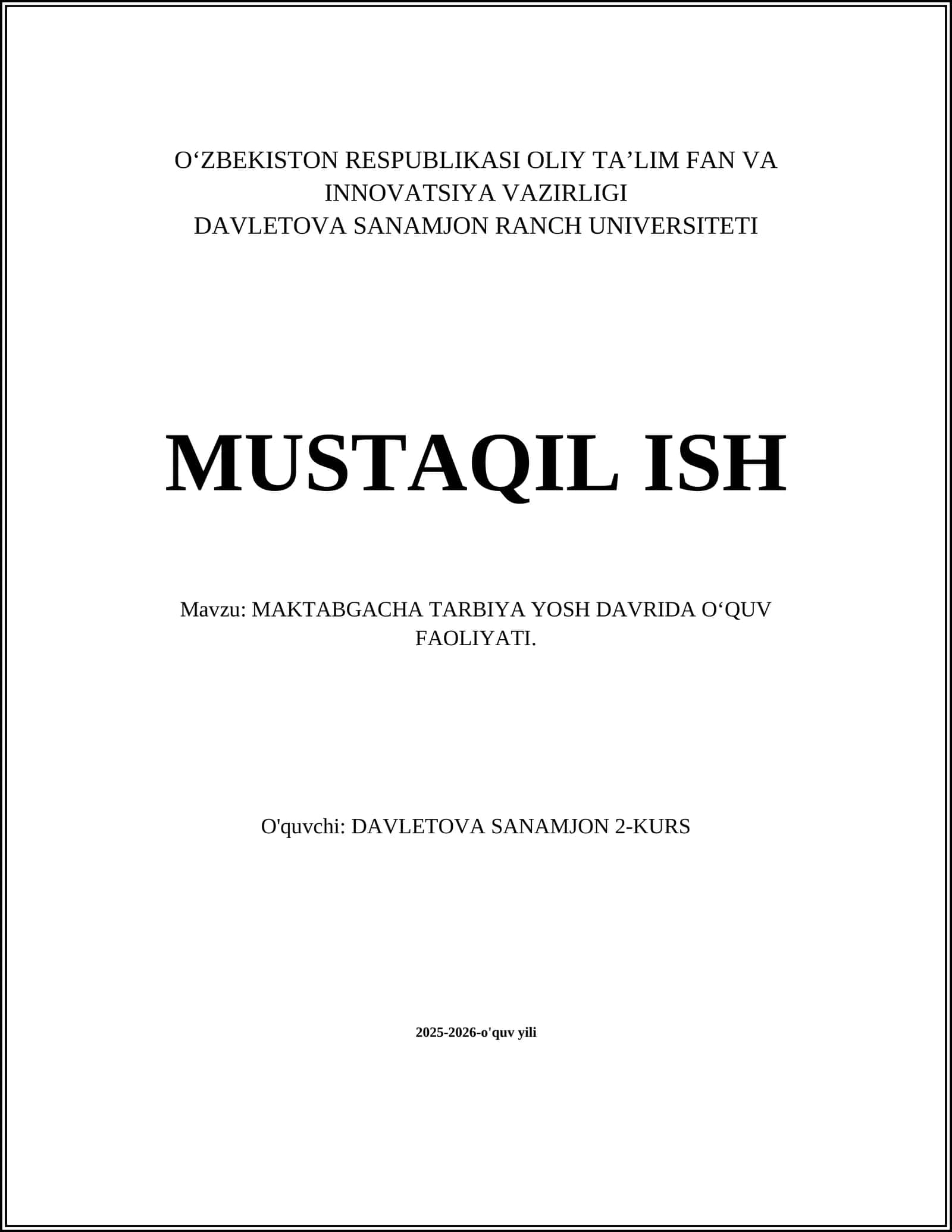 Maktabgacha tarbiya yoshida o‘quv faoliyatining nazariy asoslari 1