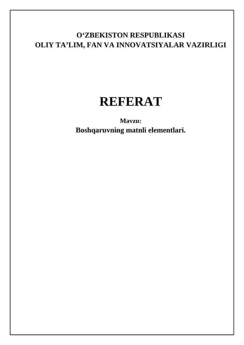 Boshqaruvning Matnli Elementlari