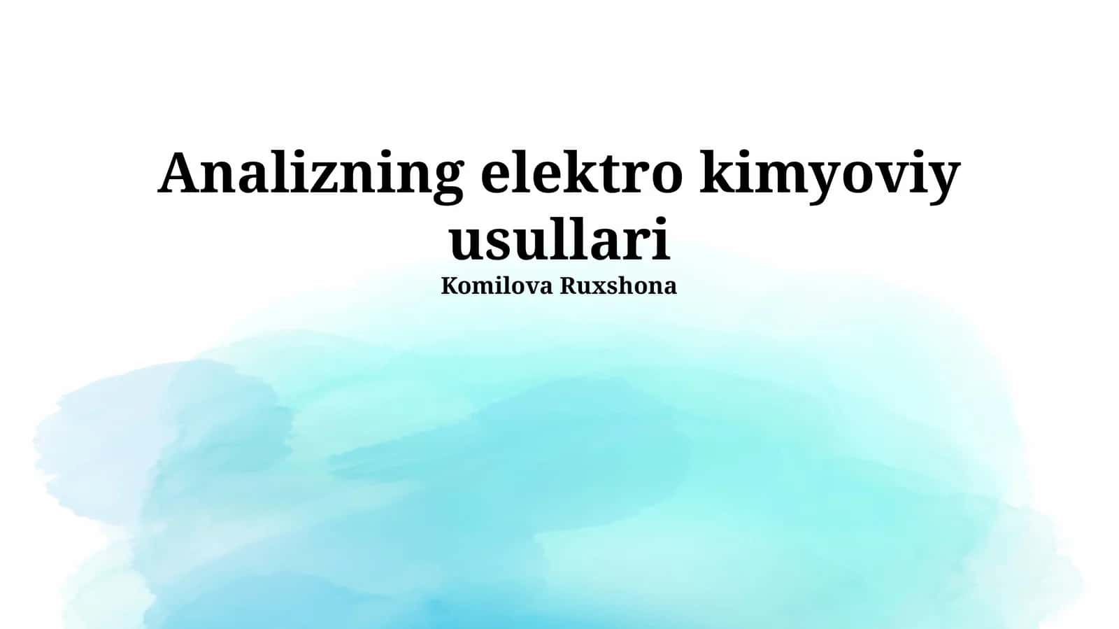 Elektrokimyoviy Analizning Asosiy Usullari 1