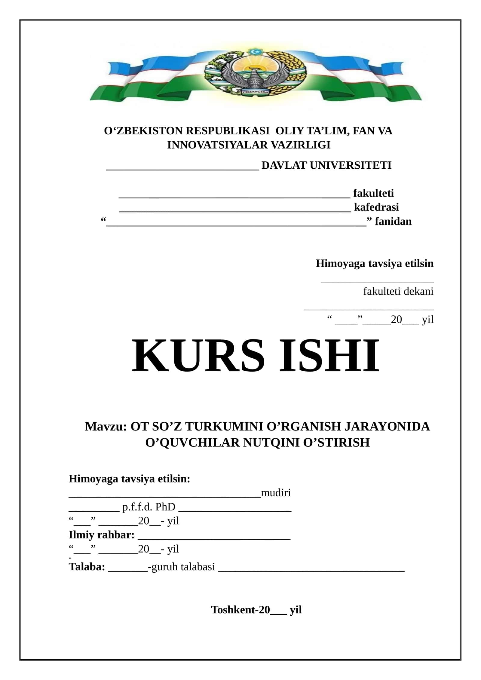 OT SO'Z TURKUMINI O'RGANISH JARAYONIDA O'QUVCHILAR NUTQINI O'STIRISH 1