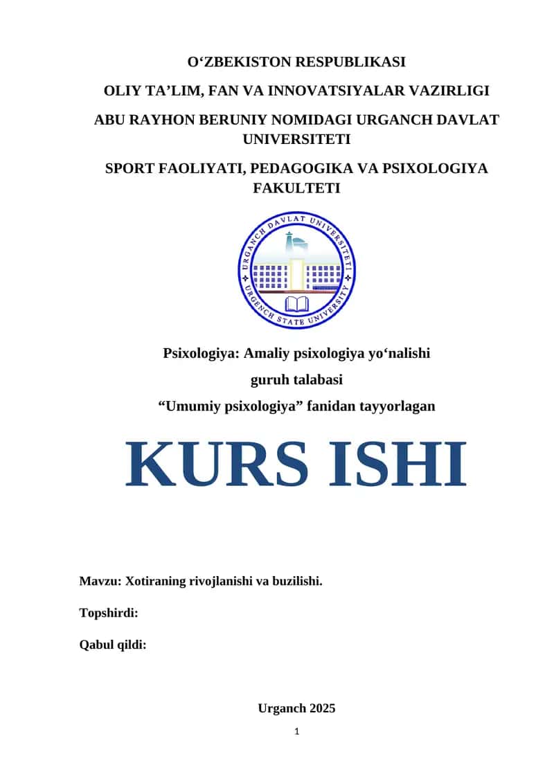 Xotiraning rivojlanishi va buzilishi 1