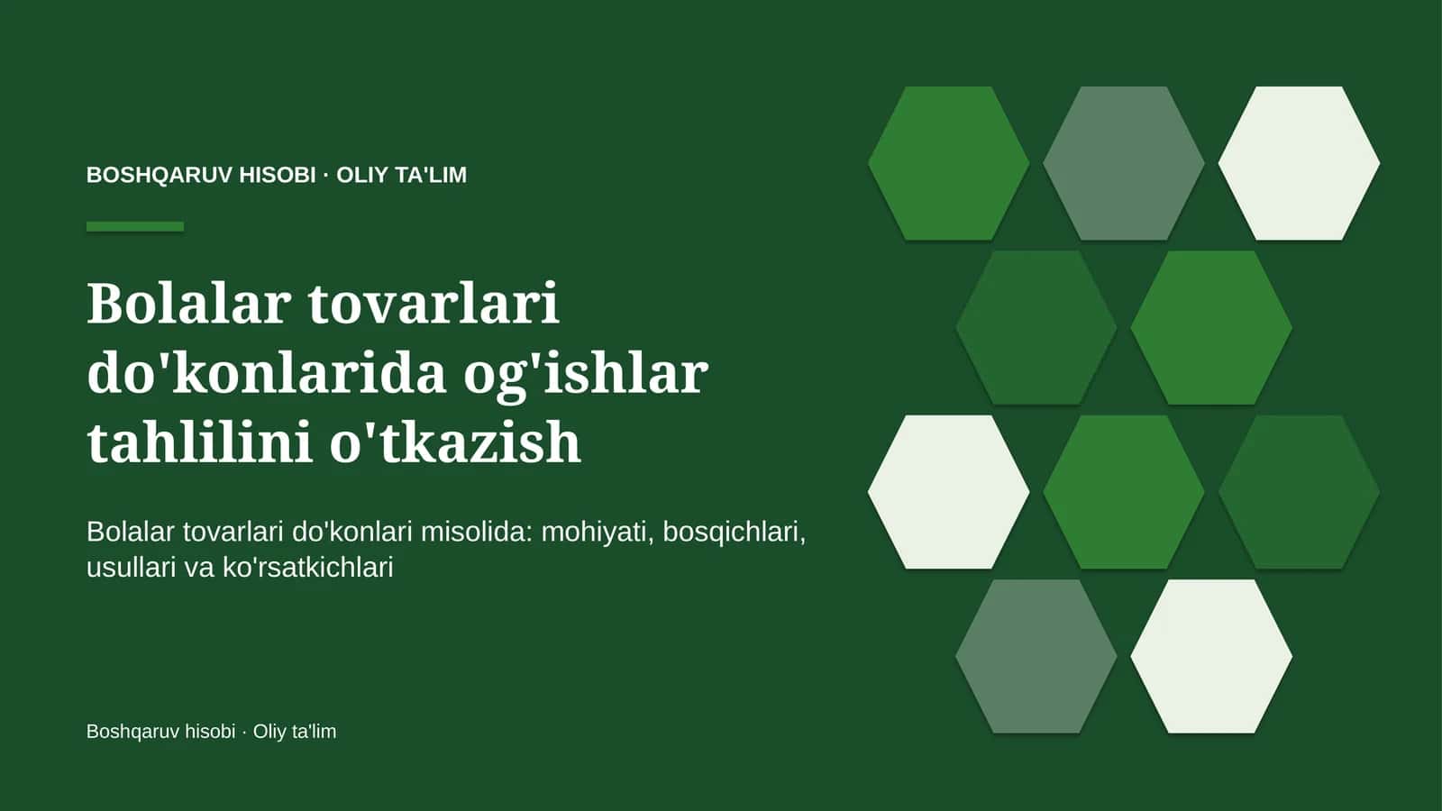 Bolalar tovarlari do'konlarida og'ishlar tahlilini o'tkazish 1