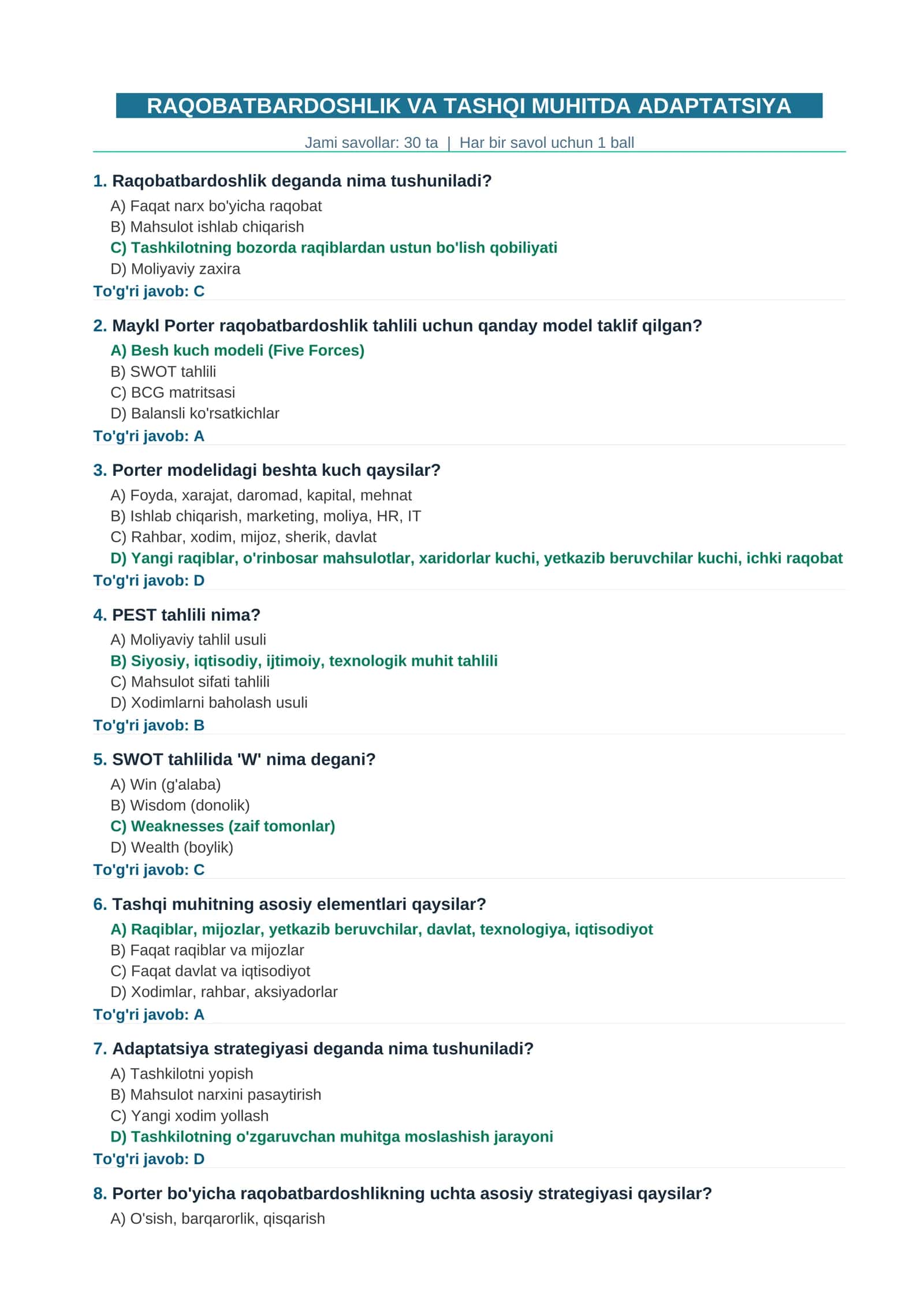RAQOBATBARDOSHLIK VA TASHQI MUHITDA ADAPTATSIYA 1