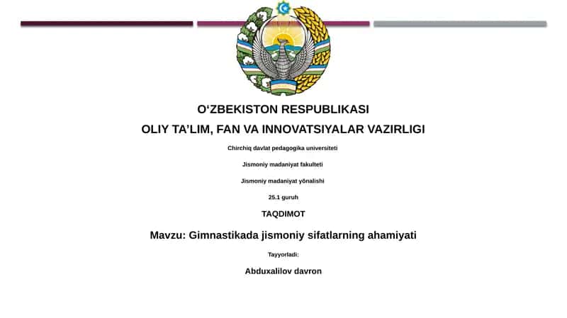 Gimnastikada jismoniy sifatlarning ahamiyati 1