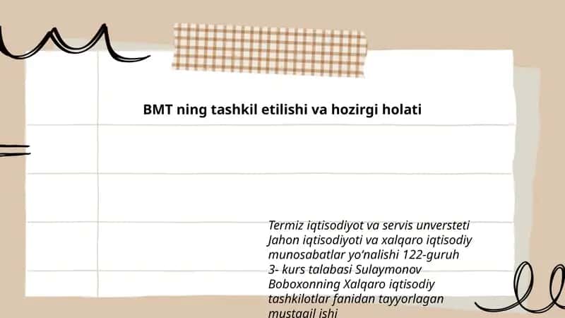 BMT ning tashkil etilishi va hozirgi holati 1