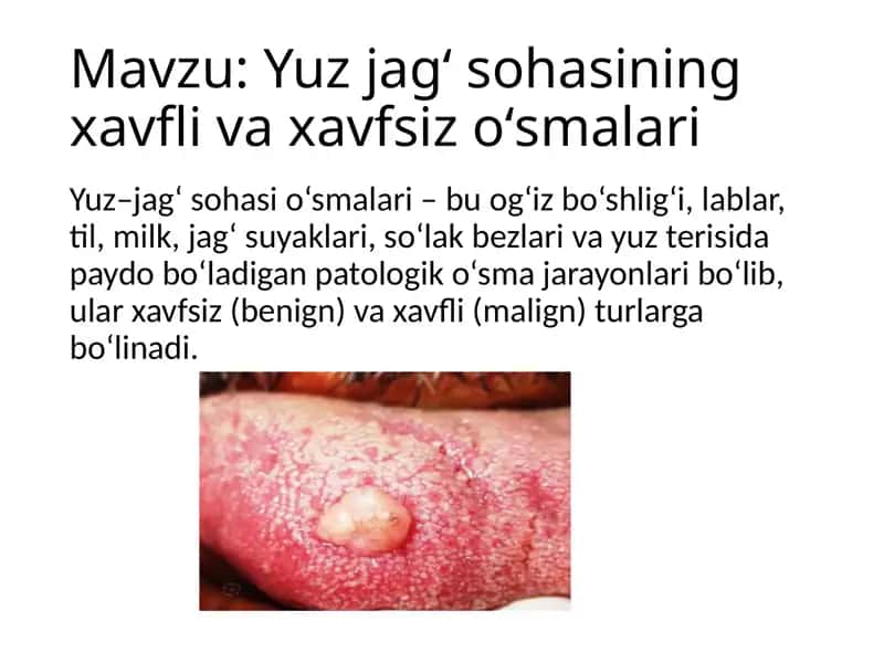 Yuz jagʻ sohasining xavfli va xavfsiz oʻsmalari 1