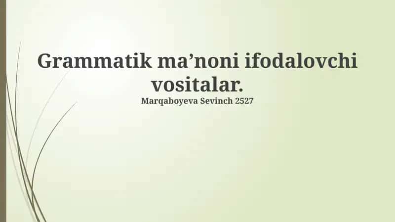 Grammatik ma’noni ifodalovchi vositalar 1