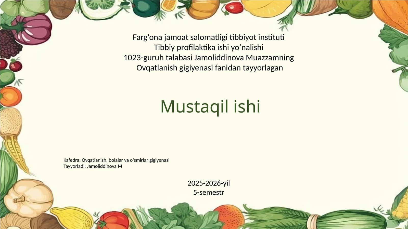 Parxez ovqatlanishni oʻrganish va unga baho berish 1
