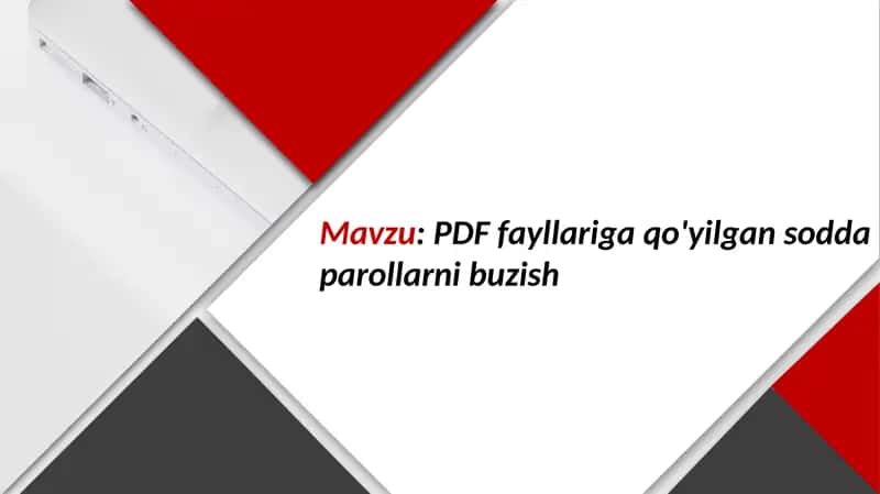 PDF fayllariga qo'yilgan sodda parollarni buzish 1