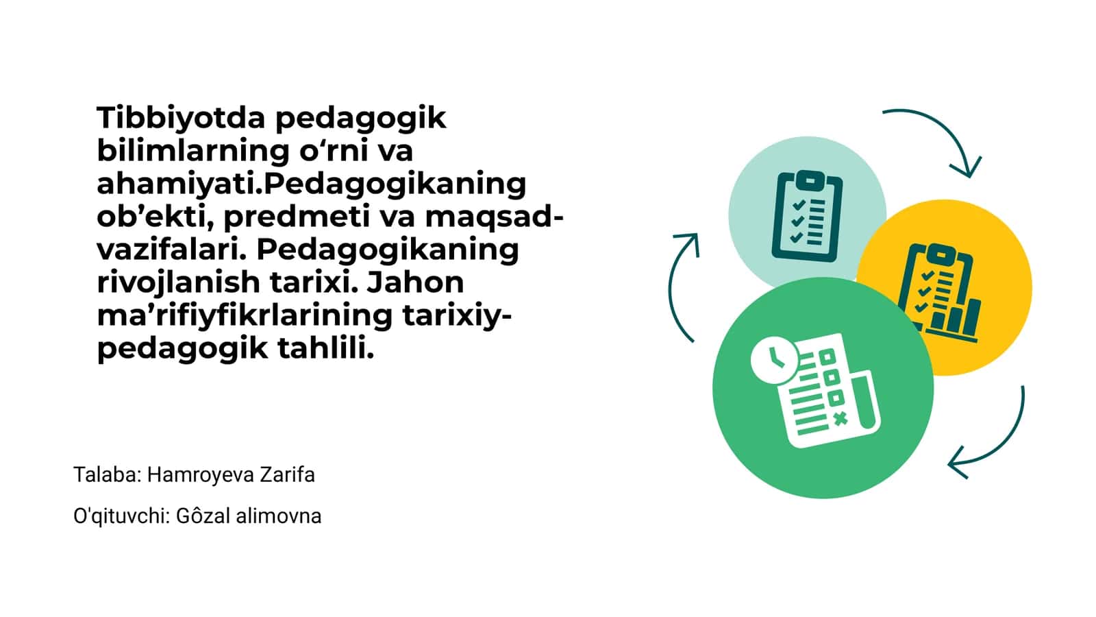 Tibbiyotda pedagogik bilimlarning o‘rni va ahamiyati 1