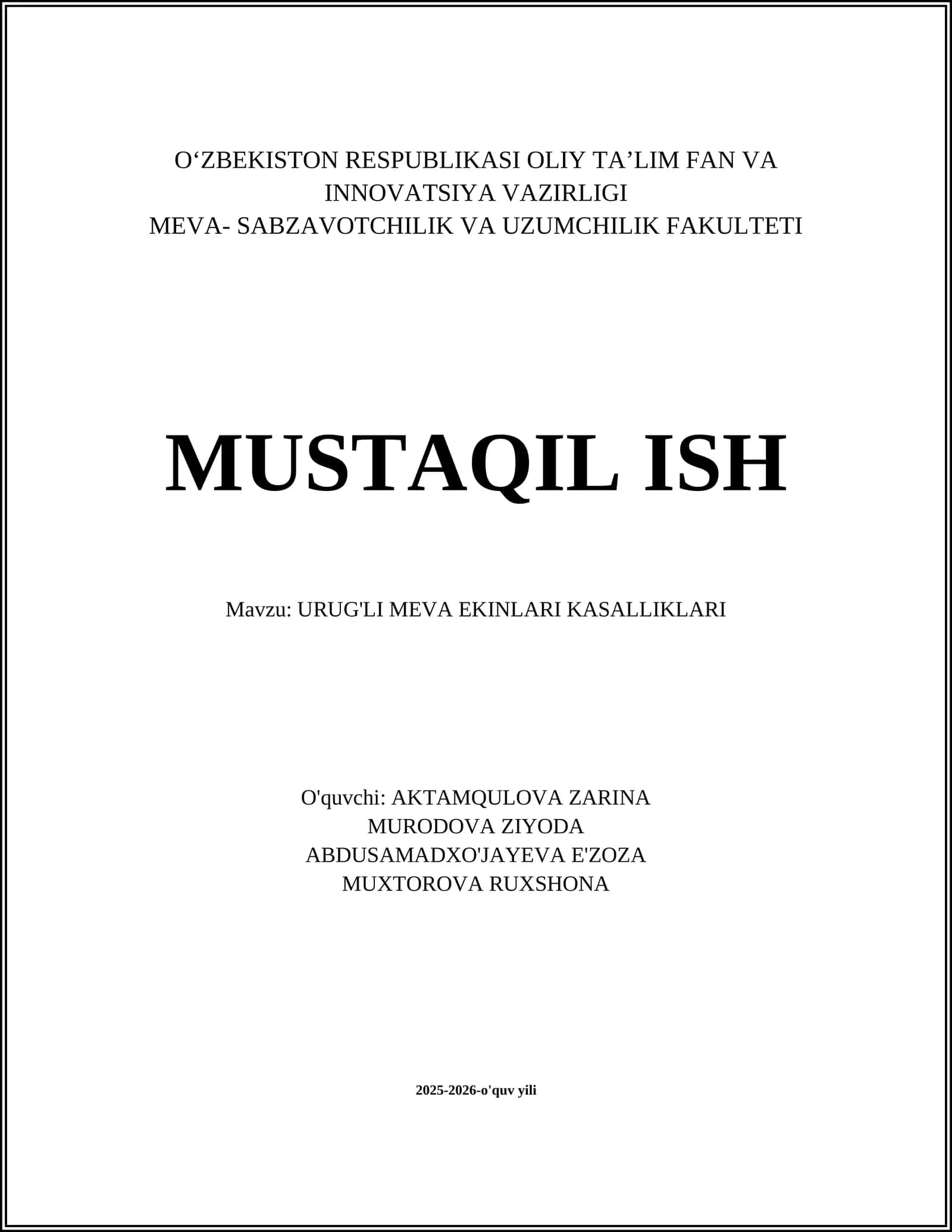 URUG'LI MEVA EKINLARI KASALLIKLARI 1