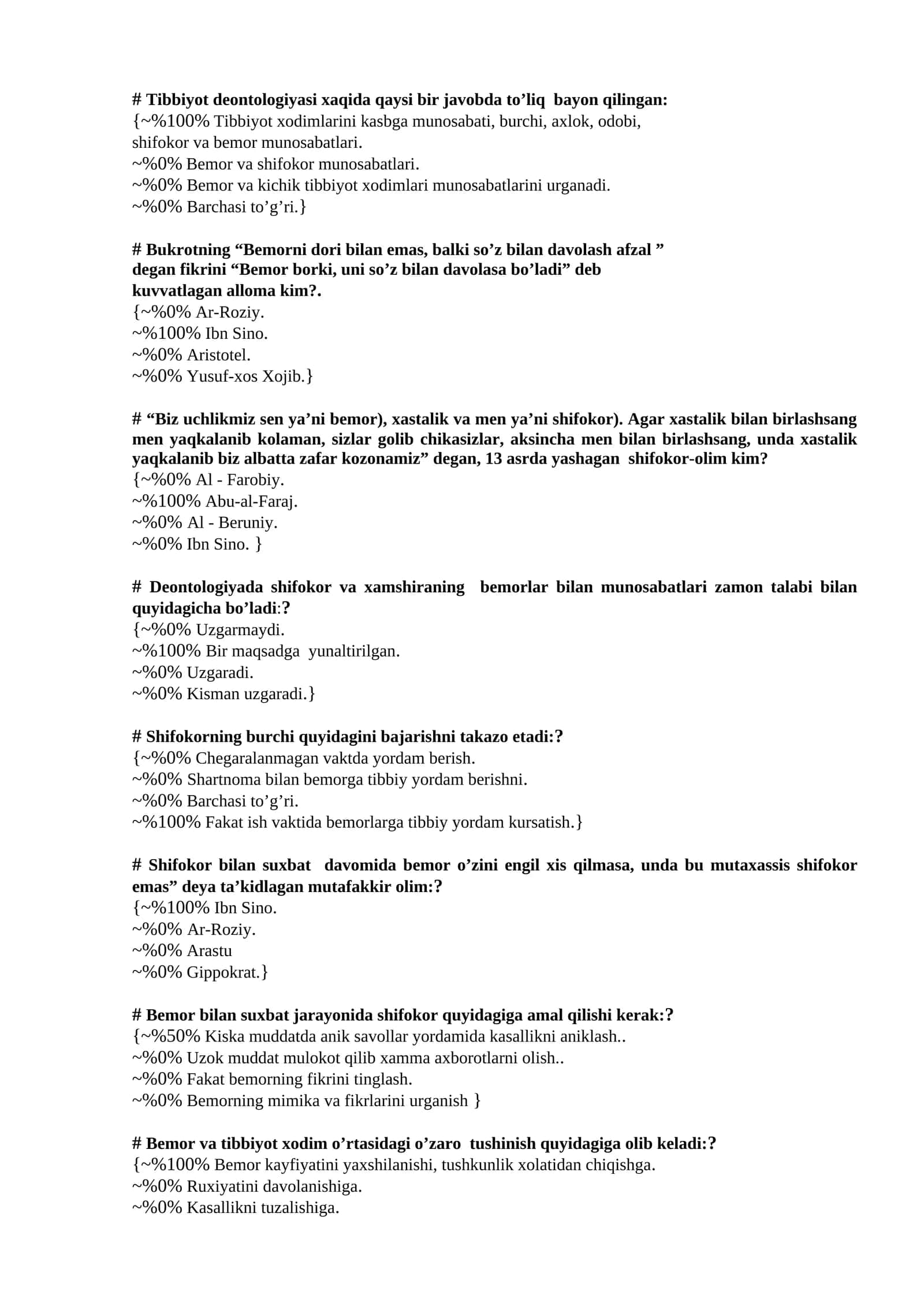 Tibbiyot deontologiyasi xaqida javob 1