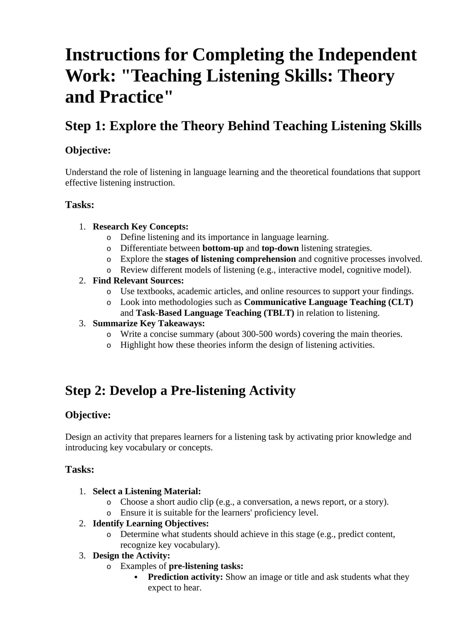 Teaching Listening Skills: Theory and Practice 1