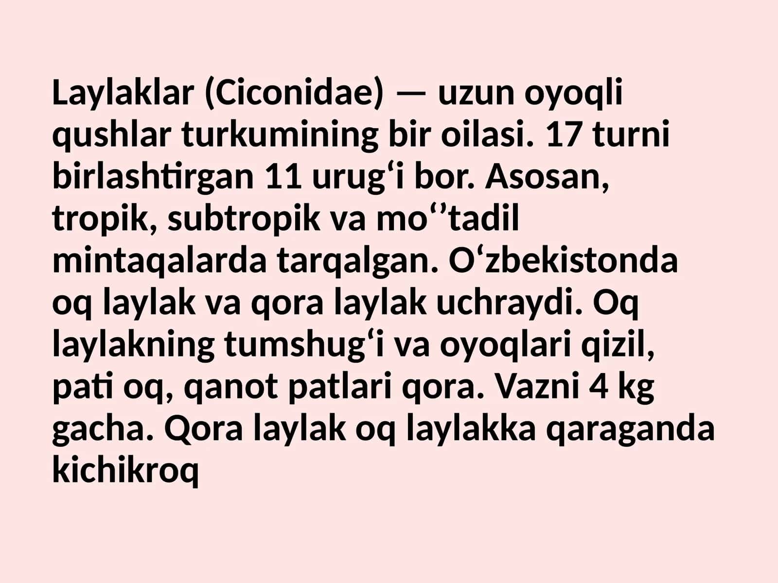 Laylaklar (Ciconidae) 1