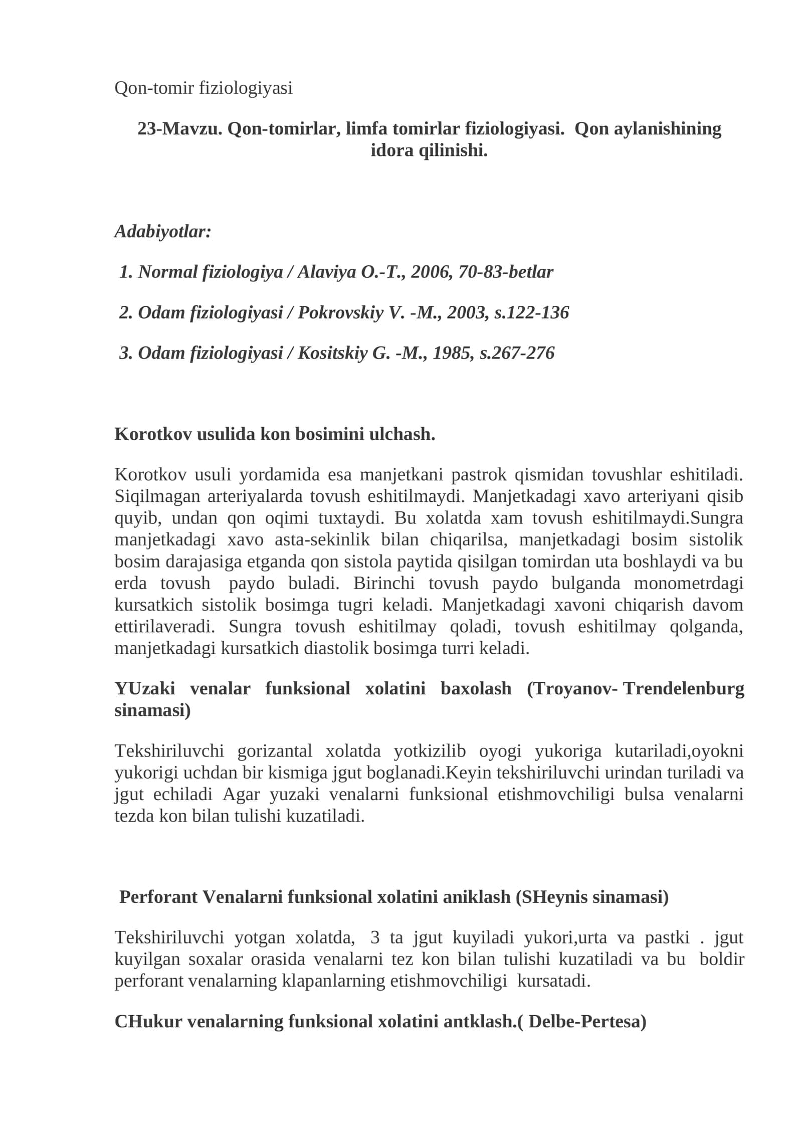 Qon-tomir fiziologiyasi 1
