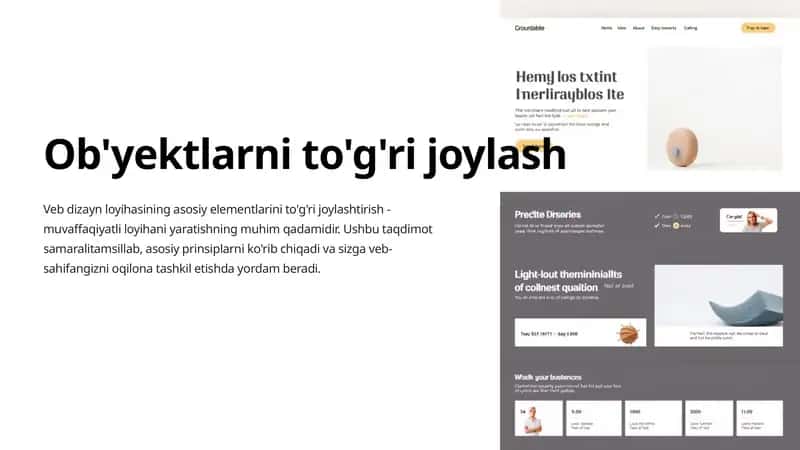 Veb dizayn loyihasi.Obyektlarni togri joylash 1