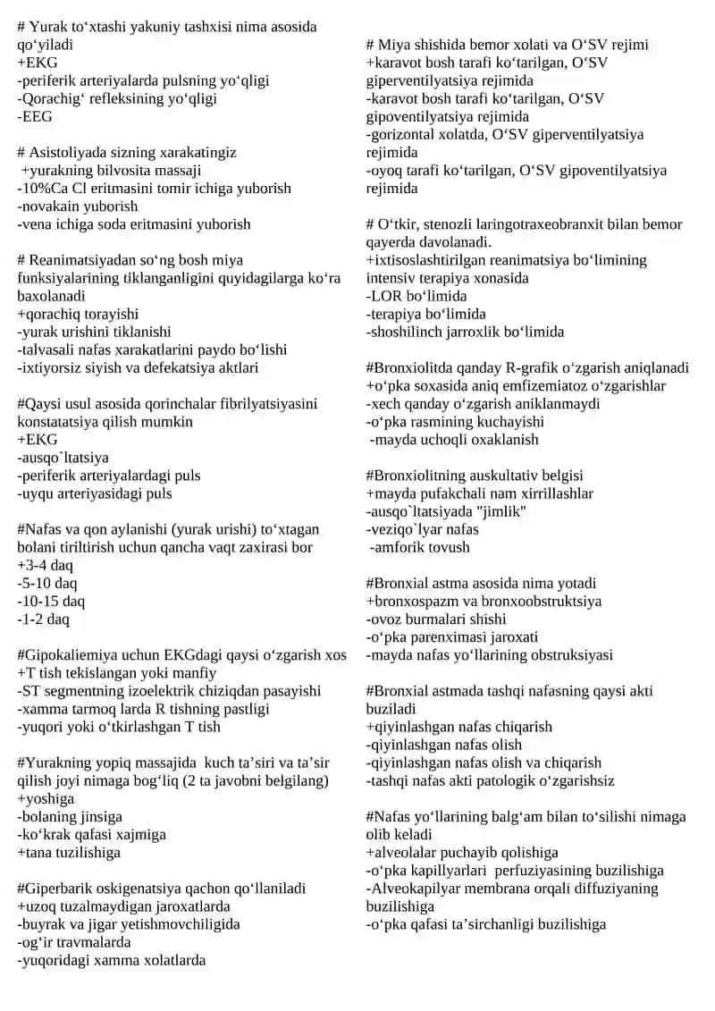Yurak to‘xtashi yakuniy tashxisi