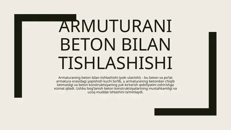 Armuturani beton bilan tishlashishi 1