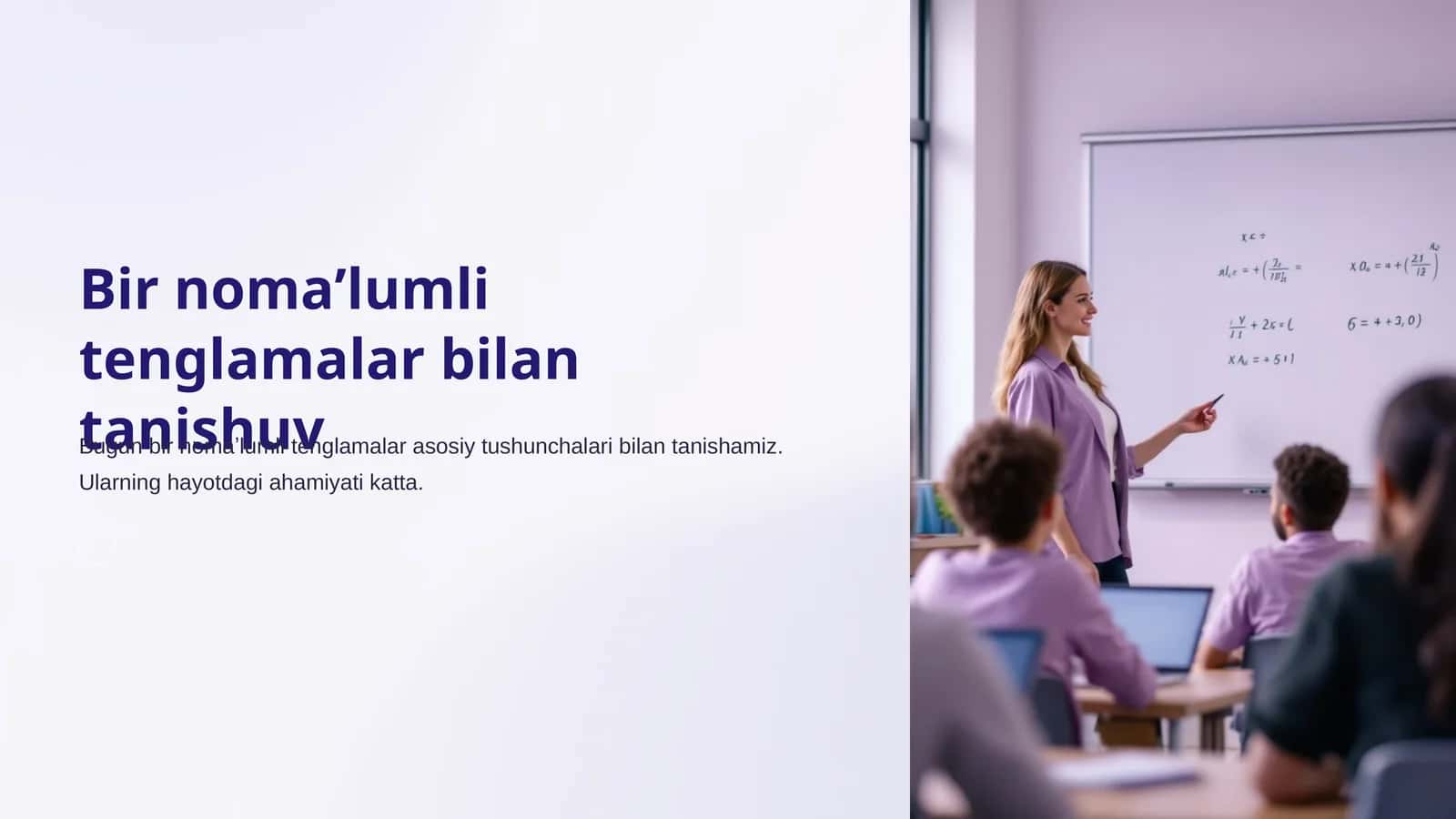 Bir nomaʼlumli tenglamalar bilan tanishuv 1
