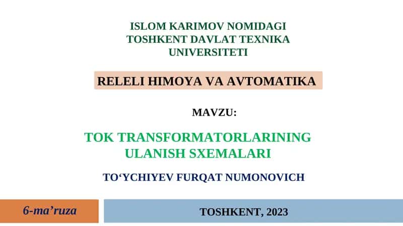 Tok TRANSFORMATORLARINING ULANISH SXEMALARI 1