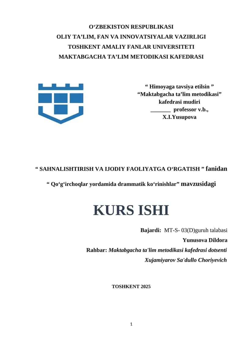 Qoʻgʻirchoqlar yordamida drammatik koʻrinishlar 1