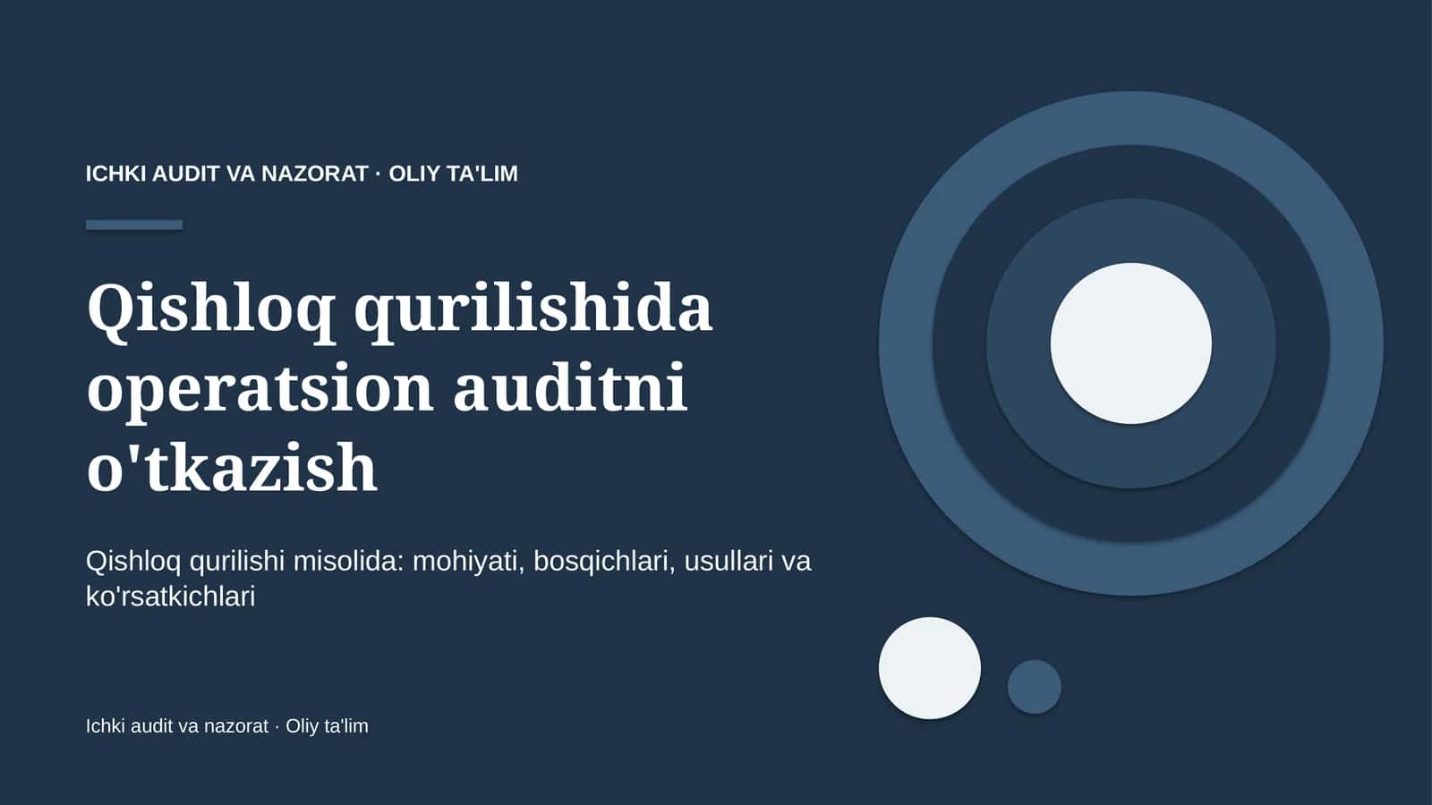 qishloq qurilishida operatsion auditni o'tkazish 5211 1