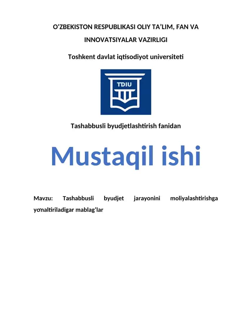Tashabbusli byudjet jarayonini moliyalashtirishga yơnaltiriladigar mablag’lar 1