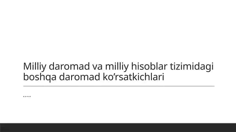 Milliy daromad va milliy hisoblar tizimi
