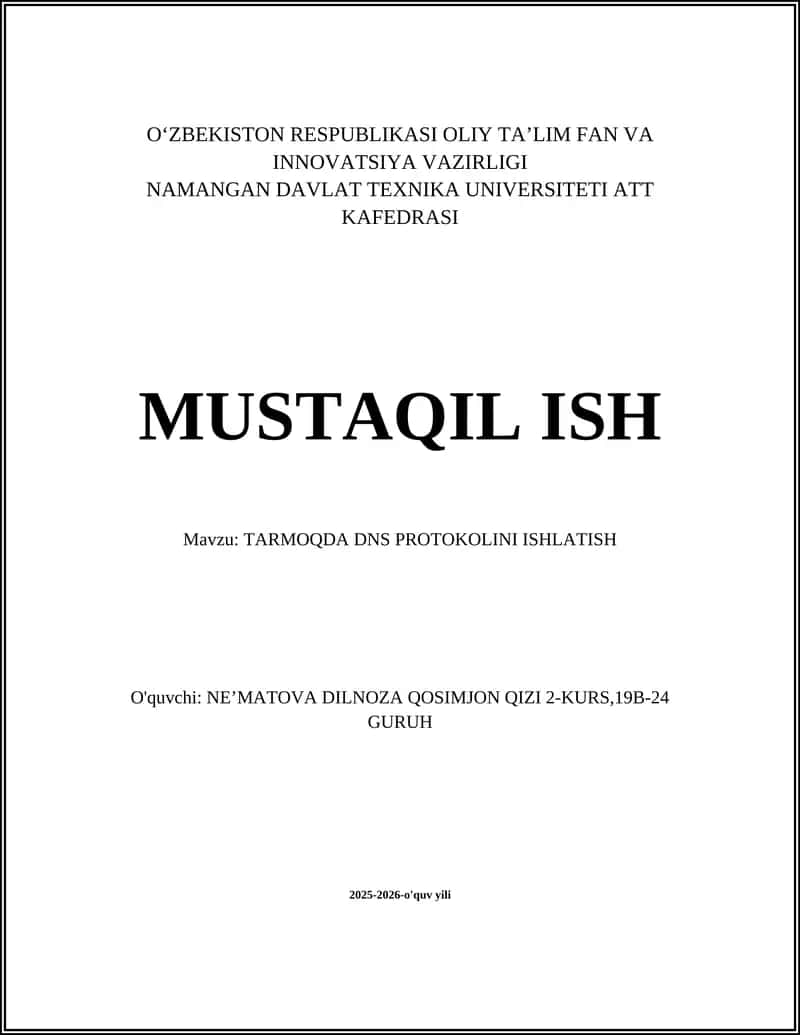 TARMOQDA DNS PROTOKOLINI ISHLATISH 1