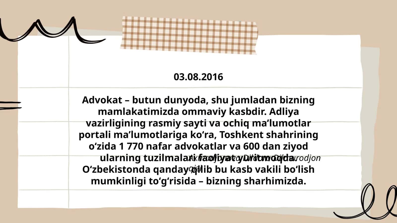 Advokatlik kasbi to'g'risida 1