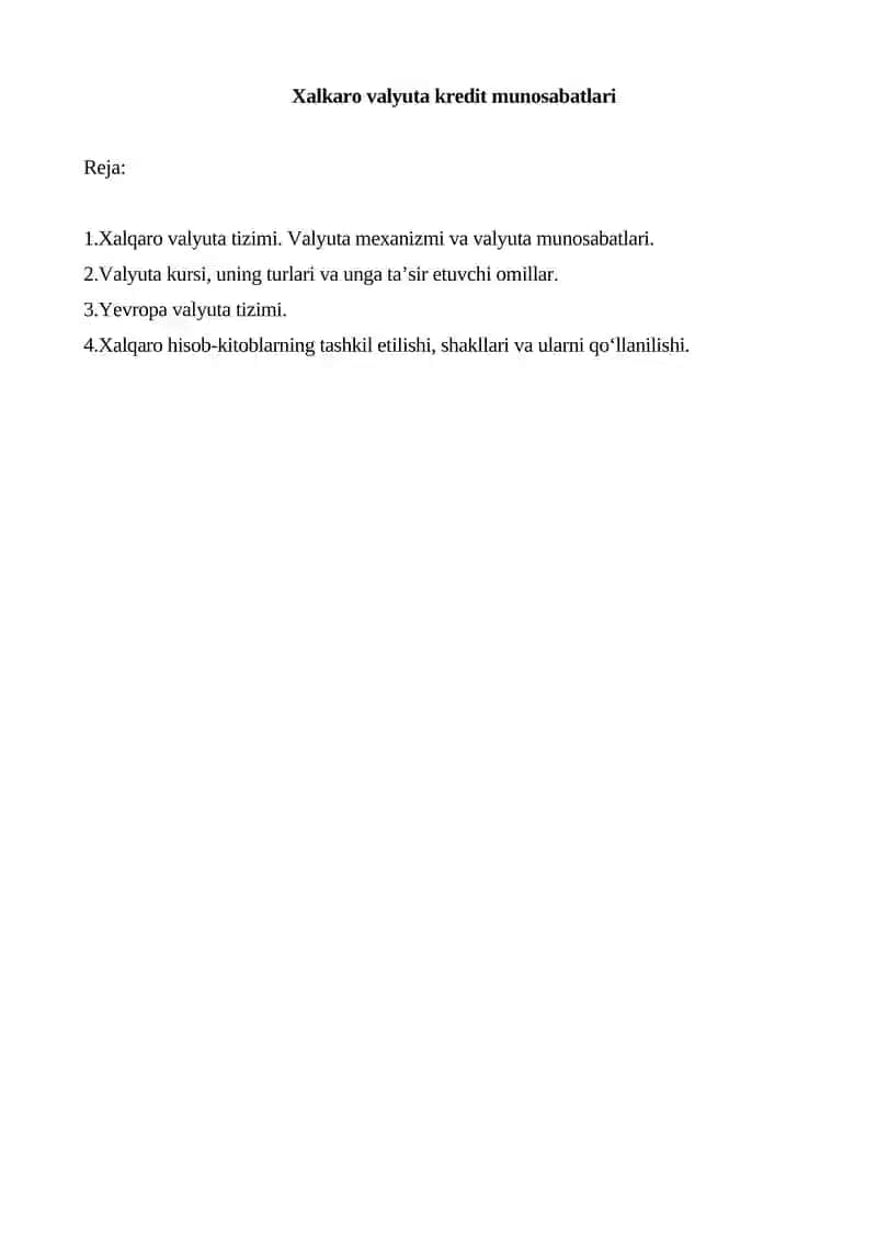 Xalkaro valyuta kredit munosabatlari