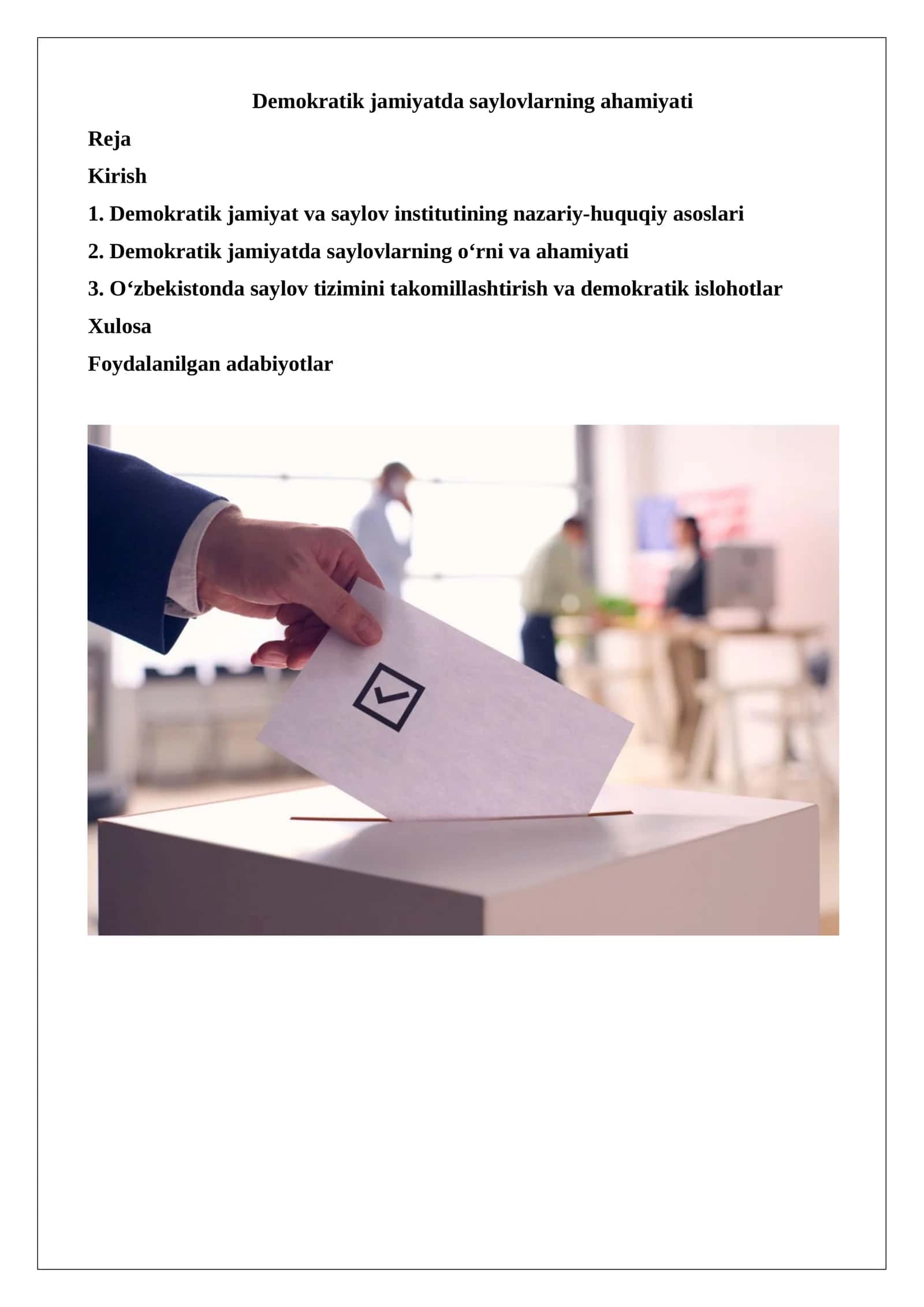 Demokratik jamiyatda saylovlarning ahamiyati 1