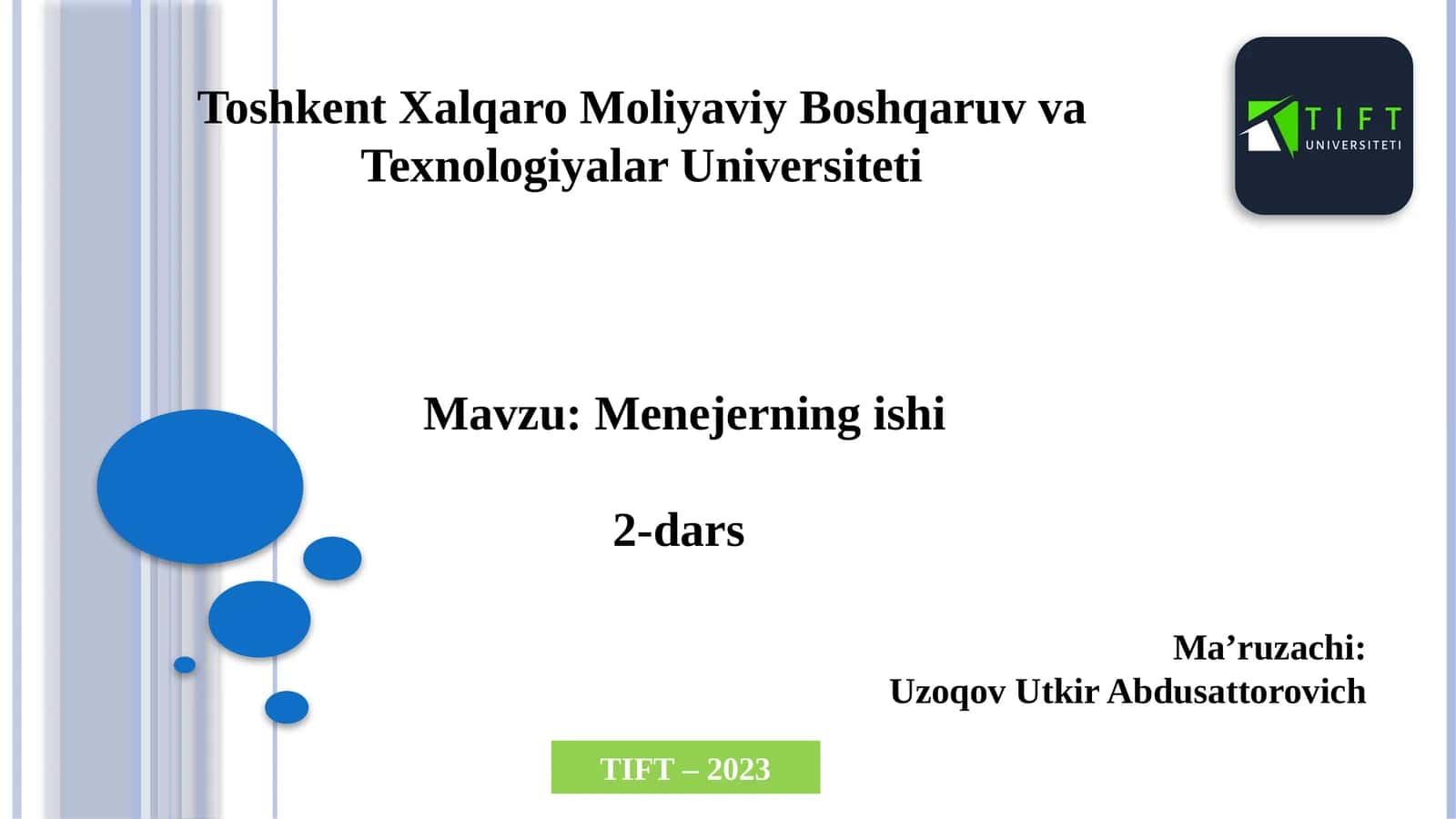 Menejerning ishi 1
