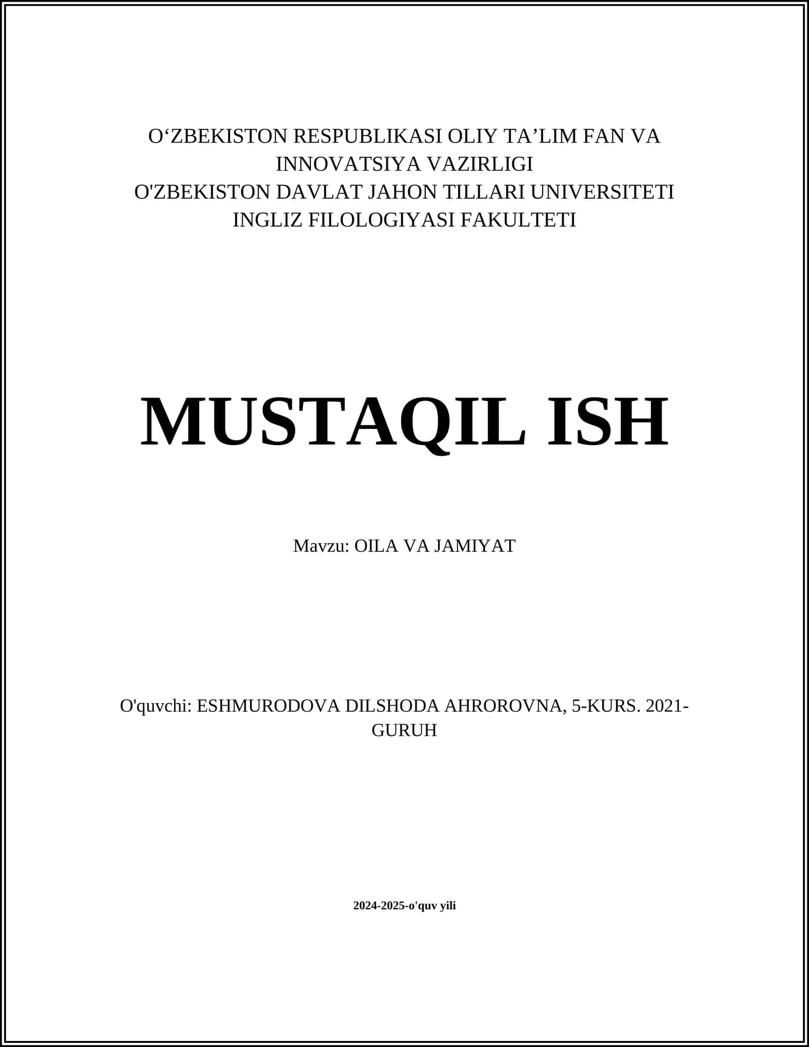 OILA VA JAMIYAT 1