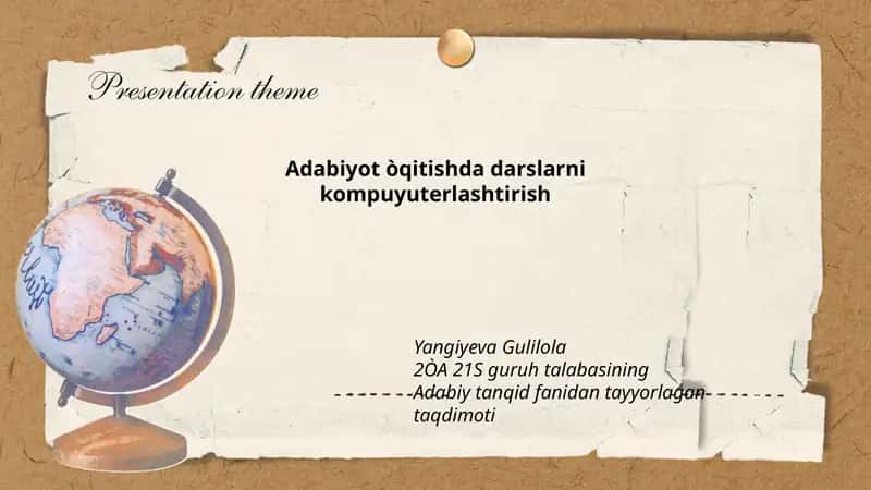 Adabiyot òqitishda darslarni kompuyuterlashtirish 1