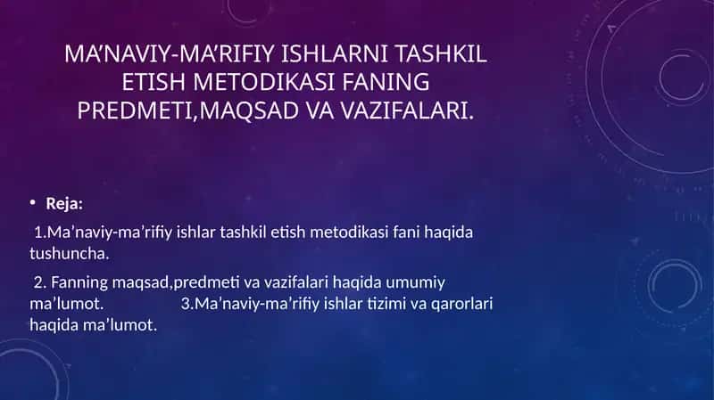 Ma’naviy-ma’rifiy tashkilotish metodikasi 1