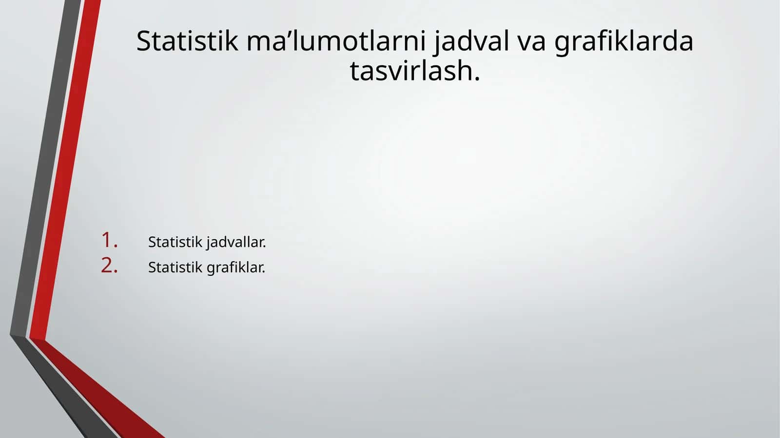 Statistik maʼlumotlarni jadval va grafiklarda tasvirlash 1