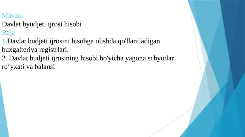 Davlat budjeti ijrosi hisobi 1