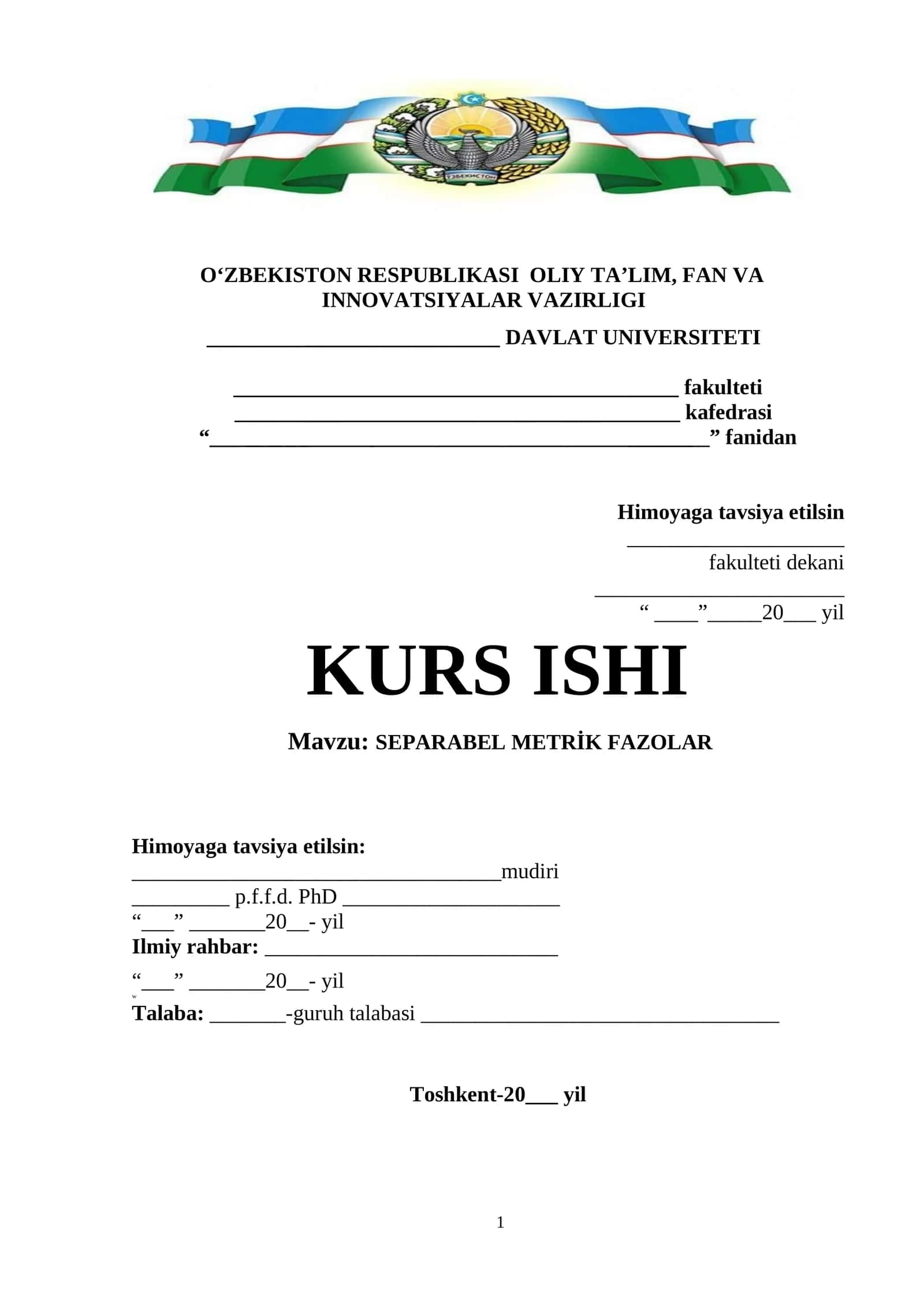 SEPARABEL METRİK FAZOLAR 1