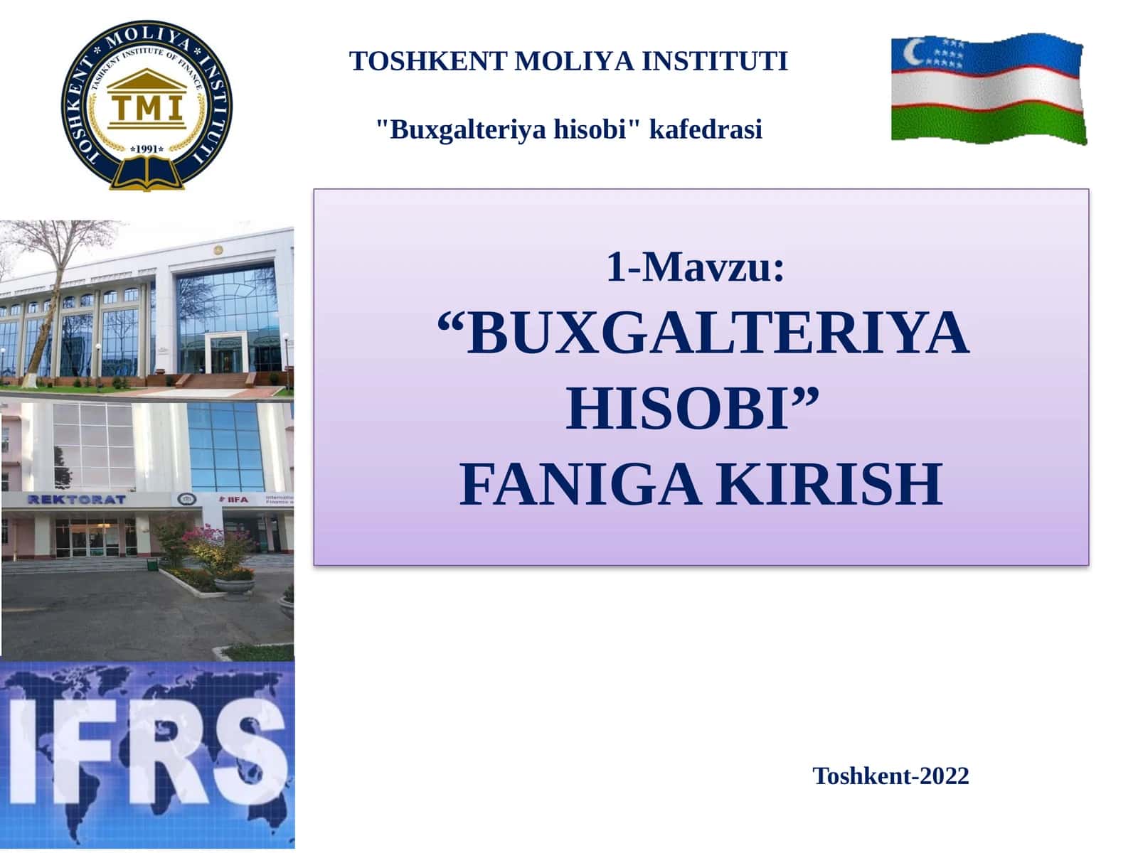 BUXGALTERIYA HISOBI FANIGA KIRISH 1