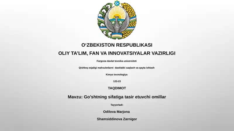 Go’shtning sifatiga tasir etuvchi omillar 1