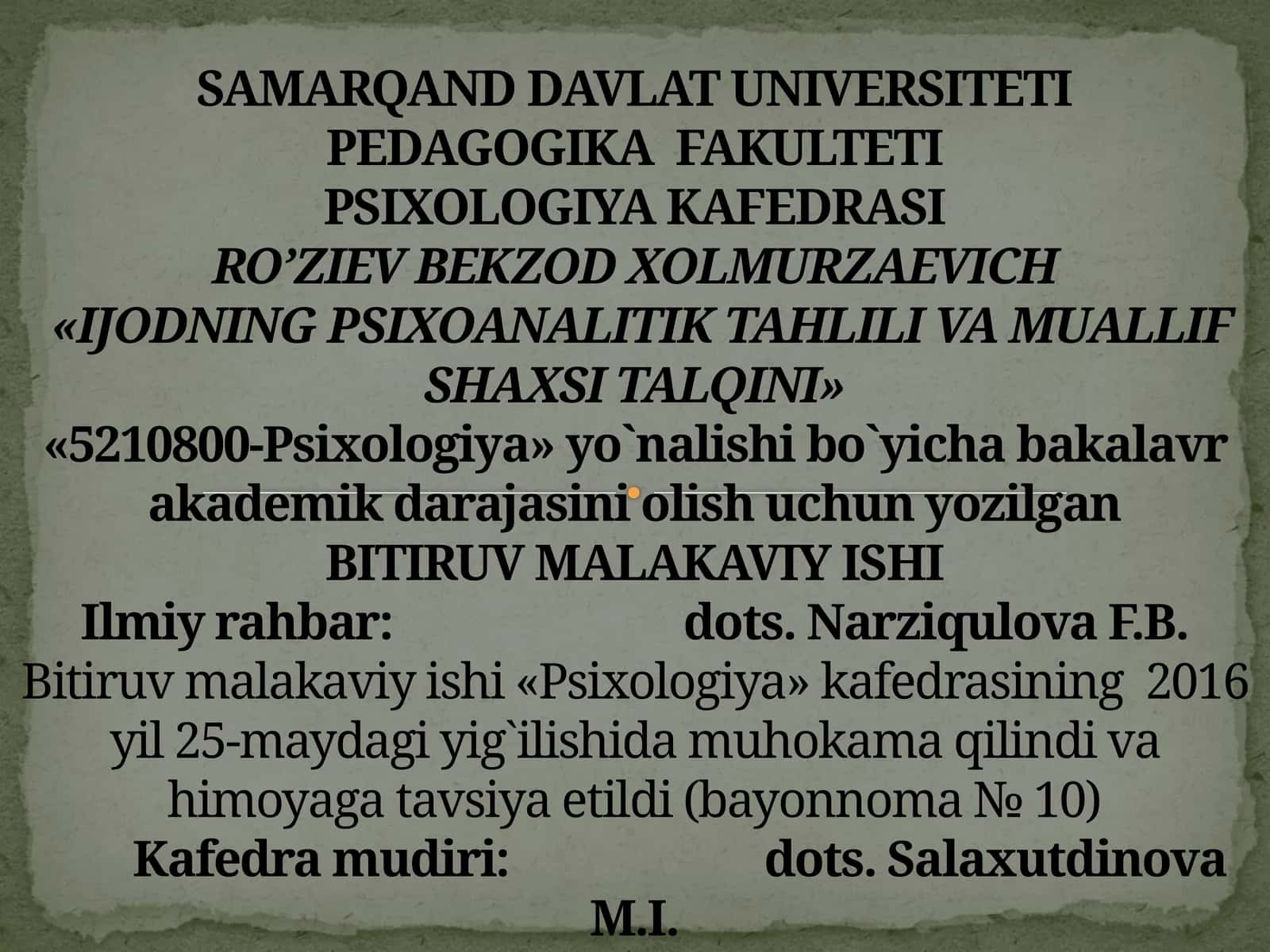 IJODNING PSIXOANALITIK TAHLILI VA MUALLIF SHAXSI TALQINI 1