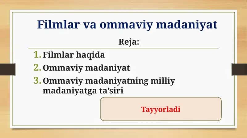 Filmlar va ommaviy madaniyat 1