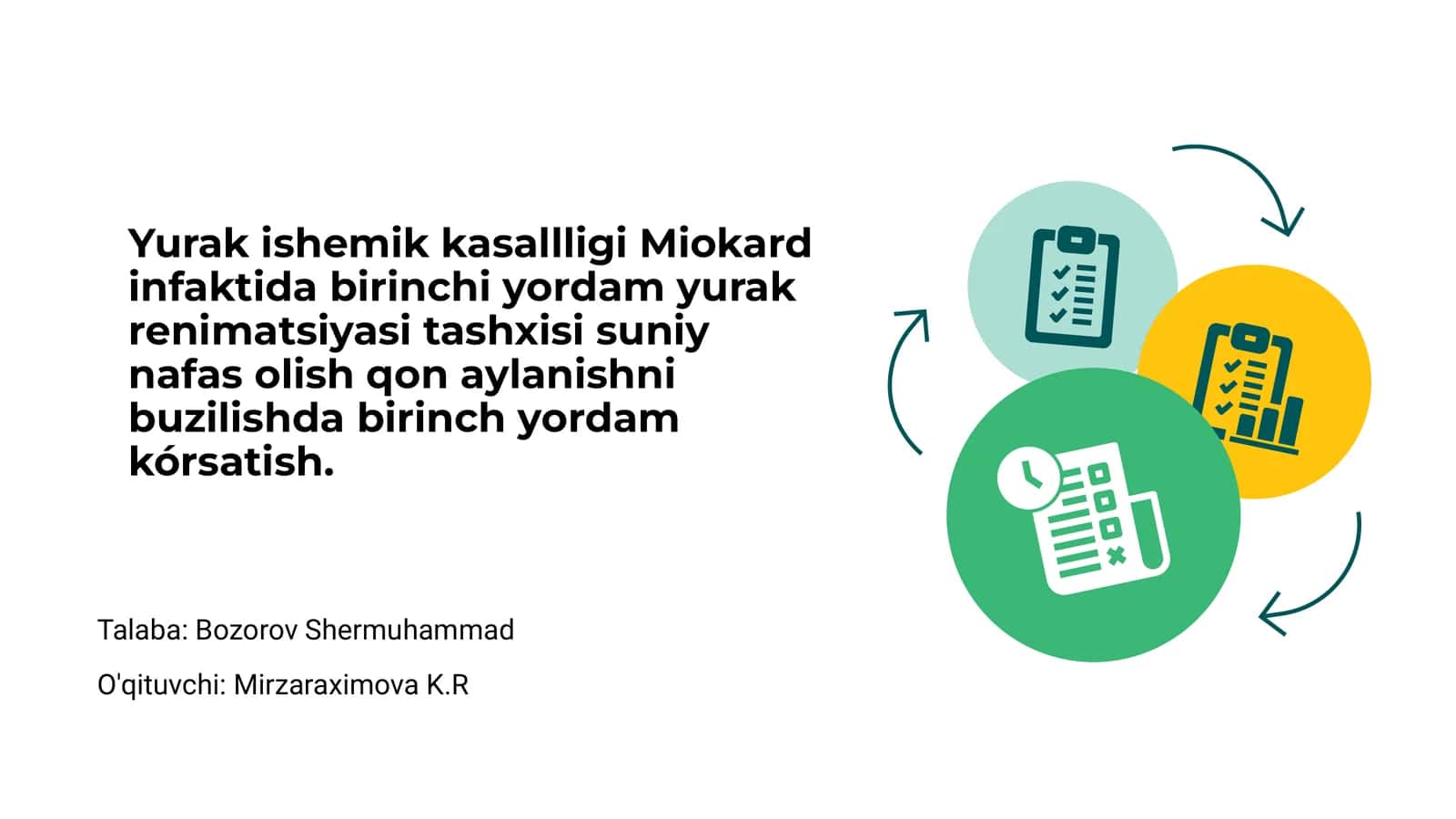Yurak ishemik kasallligi va miokard infarktida birinchi yordam 1