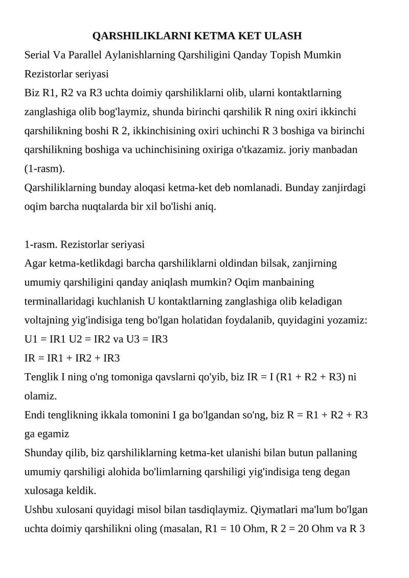 Rezistorlar seriyasi 1