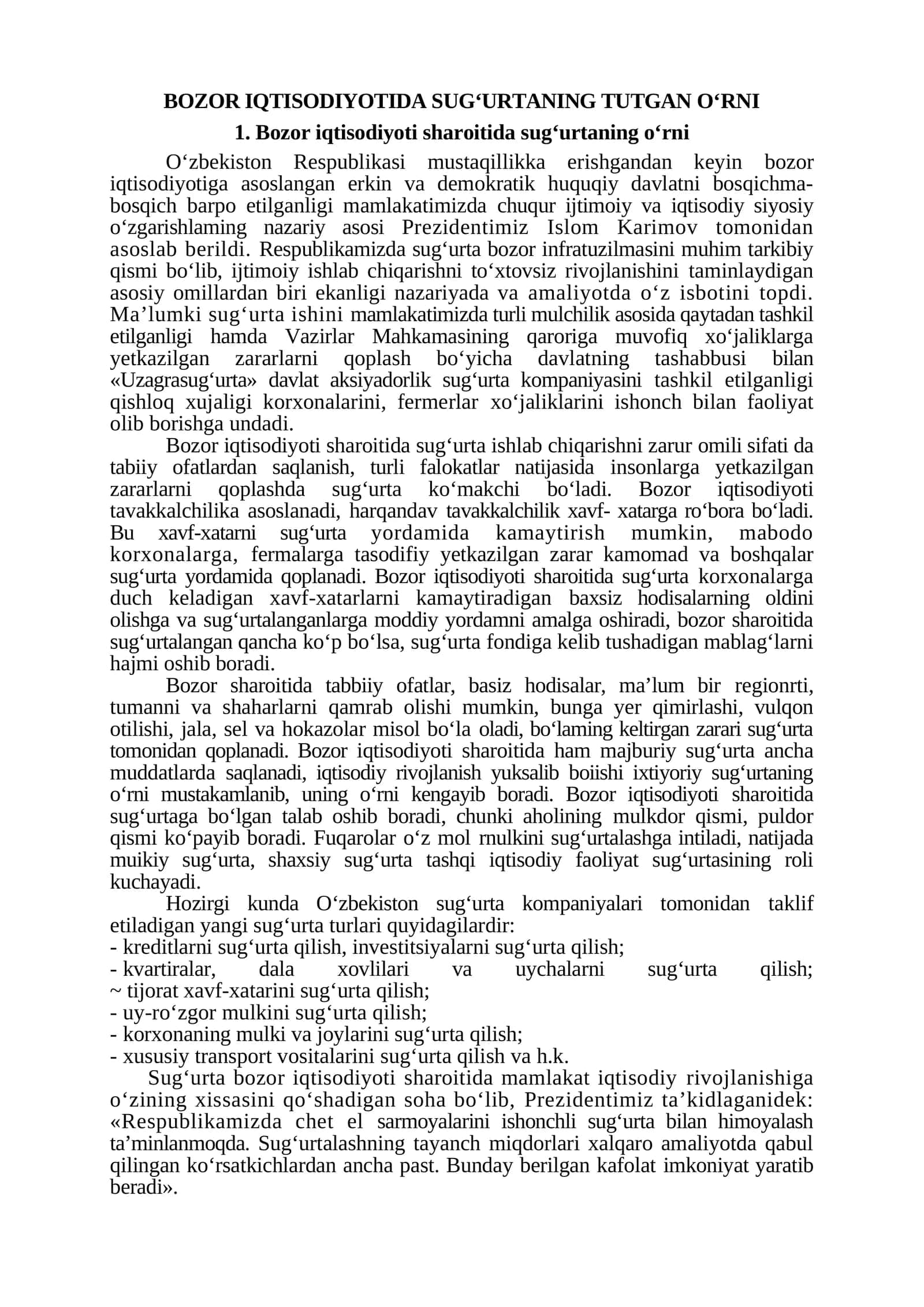 BOZOR IQTISODIYOTIDA SUG‘URTANING TUTGAN O‘RNI 1