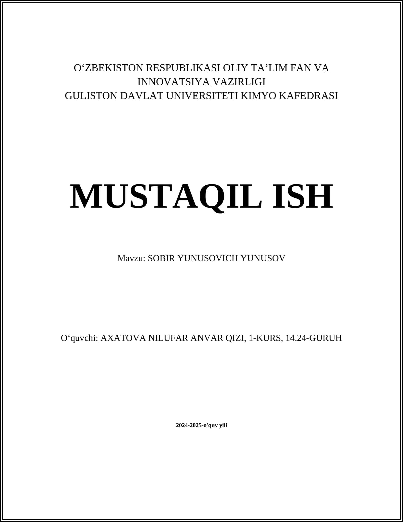 SOBIR YUNUSOVICH YUNUSOV 1