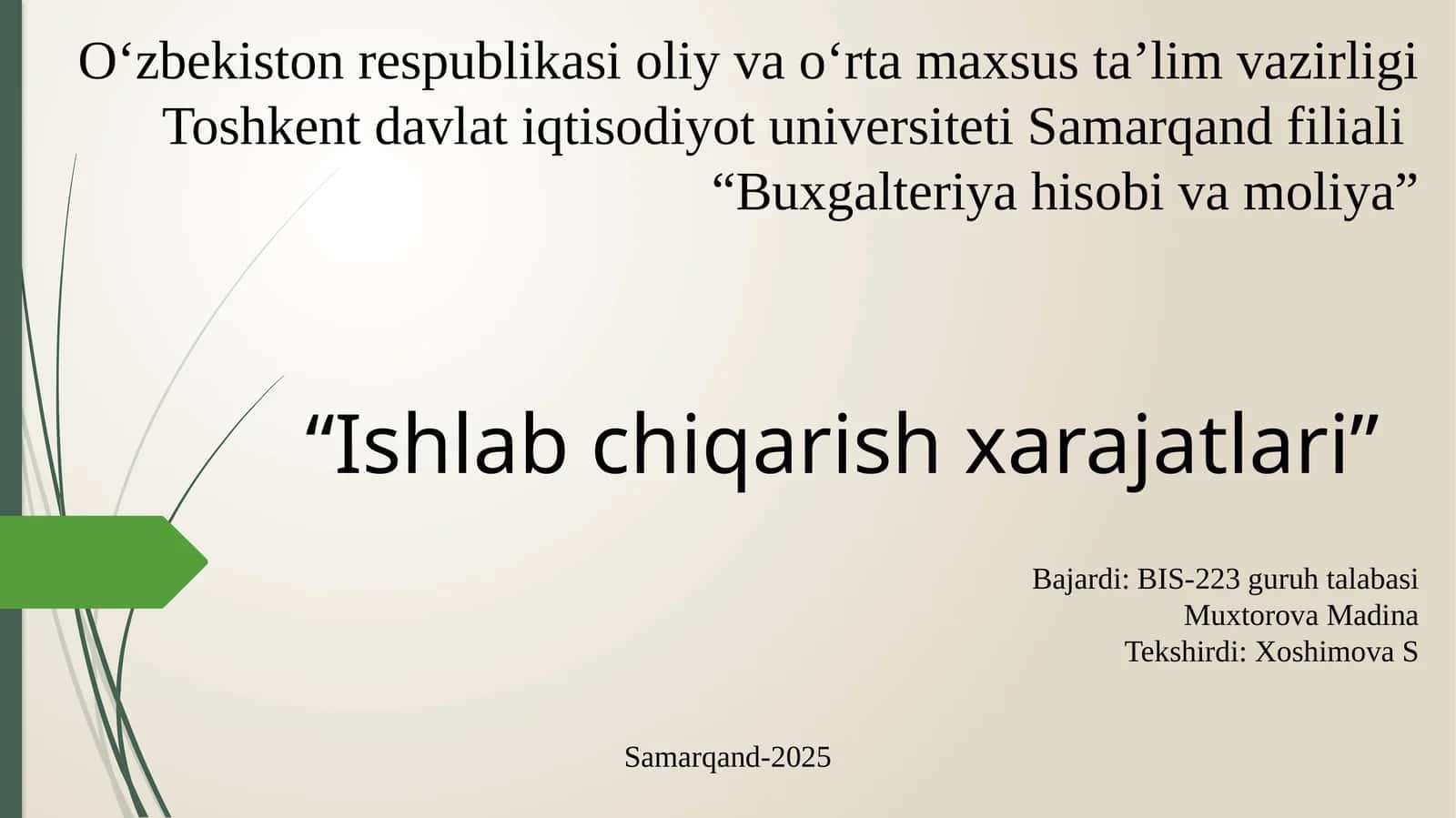 “Buxgalteriya hisobi va moliya” 1