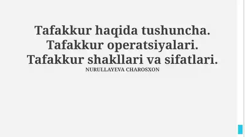 Tafakkur haqida tushuncha